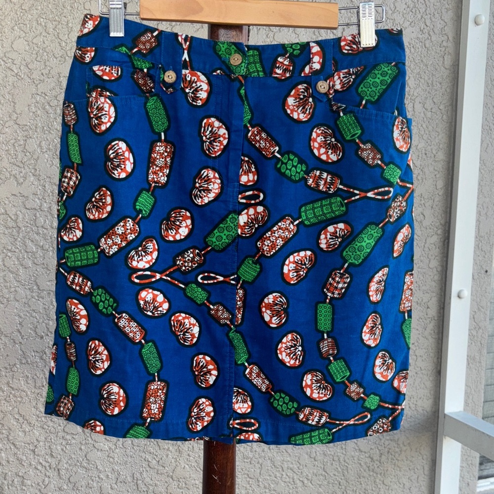 J. McLaughlin Vibrant Blue and Green Patterned Skirt